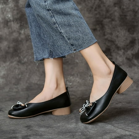 ERTUTUYI Spring And Autumn Fashion Shallow Mouth Leather Shoes Fairy Wind Round Toe Bow Casual Shoes Black 37
ERTUTUYI Spring And Autumn Fashion Shallow Mouth Leather Shoes Fairy Wind Round Toe Bow Casual Shoes Black 37