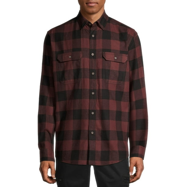 George Men's and Big Men's Buffalo Plaid Super Soft Flannel Shirt, Up to 5XLT