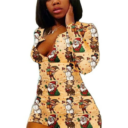Listenwind Women s V-Neck Bodysuit Jumpsuits Cartoon Christmas Printed Short Onesies Stretch Long Sleeve Pajama Romper
Listenwind Women s V-Neck Bodysuit Jumpsuits Cartoon Christmas Printed Short Onesies Stretch Long Sleeve Pajama Romper