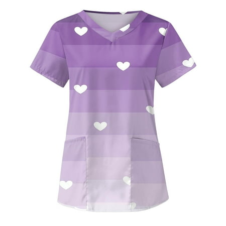 Women Scrubs Top Love Heart Printed Short Sleeve V Neck Christmas Thanksgiving With Pocket Spring Summer Daily Nursing Uniforms Nursing Care Working Uniforms
Women Scrubs Top Love Heart Printed Short Sleeve V Neck Christmas Thanksgiving With Pocket Spring Summer Daily Nursing Uniforms Nursing Care Working Uniforms