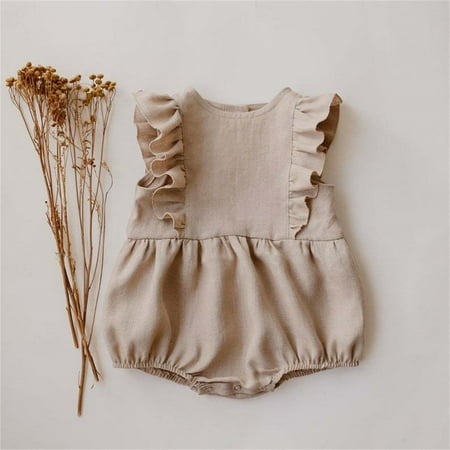 Baby Girls Bodysuits Summer Ruffle Sleeveless Crew Neck Cute Romper Soft Cotton Linen Jumpsuit
Baby Girls Bodysuits Summer Ruffle Sleeveless Crew Neck Cute Romper Soft Cotton Linen Jumpsuit