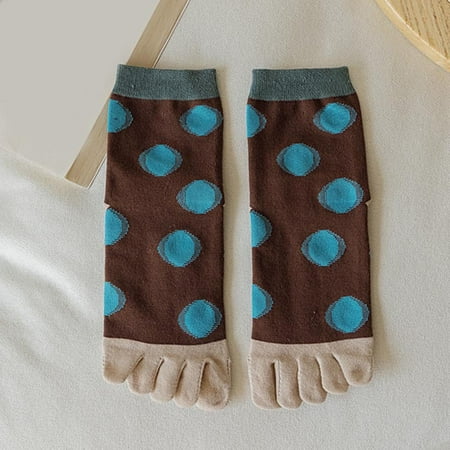 YSEINBH Women Autumn And Winter Five Finger Socks Pure Cotton Toe Socks Stripes Socks