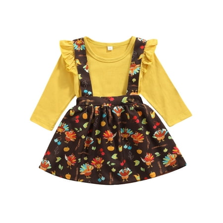 Sunisery Kids Baby Girls Thanksgiving Day Outfits Fly Sleeve Pullover Turkey Pumpkin Print Suspender Skirt Yellow 3-4 Years
Sunisery Kids Baby Girls Thanksgiving Day Outfits Fly Sleeve Pullover Turkey Pumpkin Print Suspender Skirt Yellow 3-4 Years