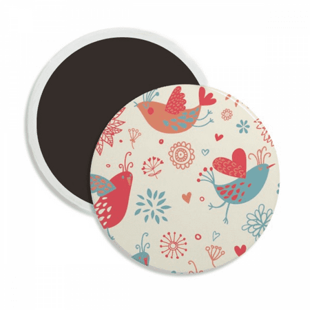Bird Flower Flower Paint Round Ceracs Fridge Magnet Keepsake Decoration