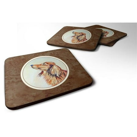 Long Haired Red Dachshund Foam Coaster Set of 4