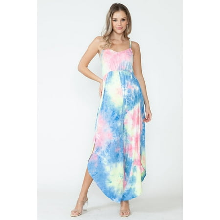 Women s Maternity Tie-Dye Jumpsuit with Spaghetti Strap