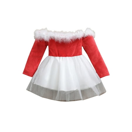 Sunisery Princess Baby Girls Xmas Dress Outfits Off Shoulder Ruffle Fur Collar Lace Tutu A-Line Dress Red 18-24 Months
Sunisery Princess Baby Girls Xmas Dress Outfits Off Shoulder Ruffle Fur Collar Lace Tutu A-Line Dress Red 18-24 Months