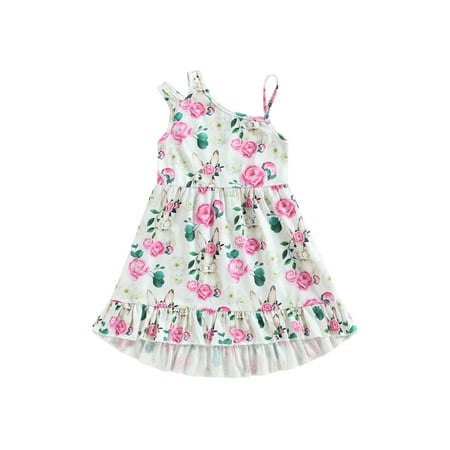 Sunisery Kids Baby Girl Easter Dress Spring Summer One Shoulder Sleeveless Bunny Floral Print High Low Ruffle Dress
Sunisery Kids Baby Girl Easter Dress Spring Summer One Shoulder Sleeveless Bunny Floral Print High Low Ruffle Dress