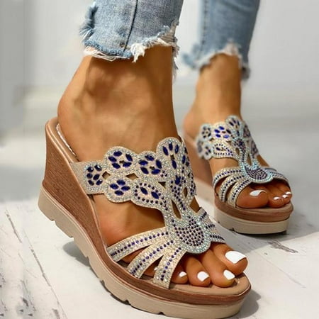 AXXD Sandals Women Ladies Crystal Wedges Thick Peep Toe Sandals Slippers Shoes(8 Blue)
AXXD Sandals Women Ladies Crystal Wedges Thick Peep Toe Sandals Slippers Shoes(8 Blue)