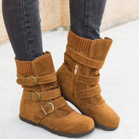 FZM Women shoes cowboy boots Women Suede Round Toe Zipper Flat Pure Color Buckle Strap Keep Warm Snow Boots
FZM Women shoes cowboy boots Women Suede Round Toe Zipper Flat Pure Color Buckle Strap Keep Warm Snow Boots