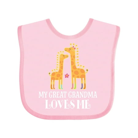 Inktastic My Great Grandma Loves Me Giraffe Gift Baby Girl Bib