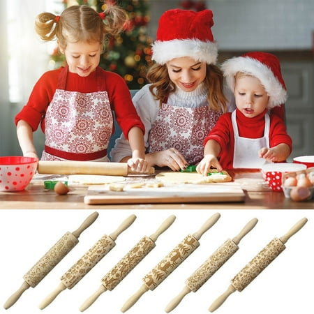 LINMOUA Christmas Rolling Pin Engraved Carved Wood Embossed Rolling Pin Kitchen Tool
LINMOUA Christmas Rolling Pin Engraved Carved Wood Embossed Rolling Pin Kitchen Tool