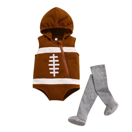 Baby Jumpsuit Set Rugby Oblique Zipper Hooded Romper + Stockings