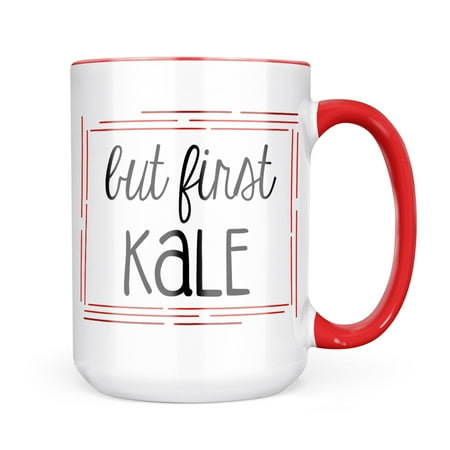 Neonblond But First Kale Funny Saying Mug gift for Coffee Tea lovers