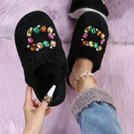 Slippers for Women Women s Fashion Rhinestone Plush Pure Color Warm And Comfortable Flat Casual Slippers Black 8 Slippers for Men
Slippers for Women Women s Fashion Rhinestone Plush Pure Color Warm And Comfortable Flat Casual Slippers Black 8 Slippers for Men