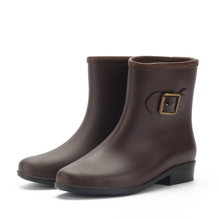Women Waterproof Non-slip Solid Color Rain Shoes Fashion Plastic Low Heel Hasp Mid Boots
Women Waterproof Non-slip Solid Color Rain Shoes Fashion Plastic Low Heel Hasp Mid Boots