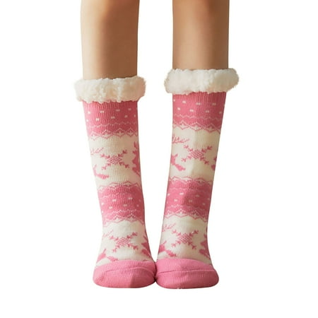 RPVATI Women Socks Christmas Winter Warm Fluffy Fuzzy Slipper Socks for Women