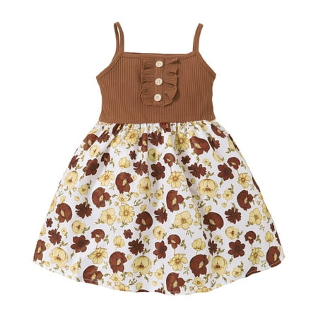 KIMI BEAR Infant Girls Dress 18 Months Infant Girls Spring Summer Dress 24 Months Infant Girls Pit Stripe Upper Floral Hemline Slip Dress Sleelveless Dress Brown
KIMI BEAR Infant Girls Dress 18 Months Infant Girls Spring Summer Dress 24 Months Infant Girls Pit Stripe Upper Floral Hemline Slip Dress Sleelveless Dress Brown
