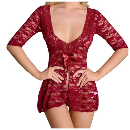 Mackneog Sleep Dress for Women Ladies Lace Hollow Half Sleeve Blouse Deep V Front Open Pajamas Underwear Set Polyester Lace Thong Plus Size Panties
Mackneog Sleep Dress for Women Ladies Lace Hollow Half Sleeve Blouse Deep V Front Open Pajamas Underwear Set Polyester Lace Thong Plus Size Panties