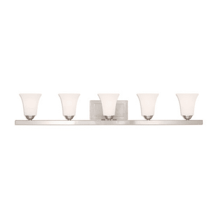 Brushed Nickel Tone Finish Bathroom Vanity Steel Material Medium Base 43 Wide 5 Light Fixture
Brushed Nickel Tone Finish Bathroom Vanity Steel Material Medium Base 43 Wide 5 Light Fixture