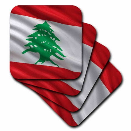 3dRose Flag of Lebanon waving in the wind Soft Coasters set of 8