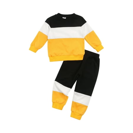 Calsunbaby 2Pcs Toddler Boys Casual Outfits Color Block Long Sleeve Round Neck Sweatshirt Long Pants Set with Pockets
Calsunbaby 2Pcs Toddler Boys Casual Outfits Color Block Long Sleeve Round Neck Sweatshirt Long Pants Set with Pockets