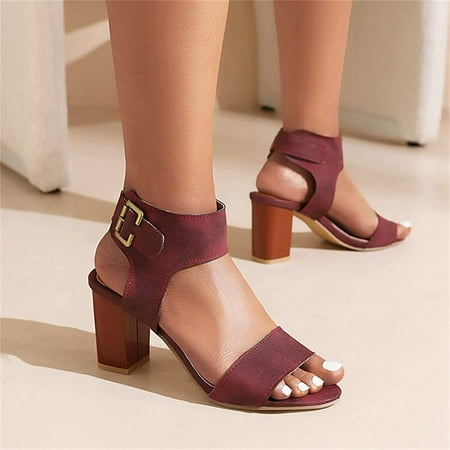 Women s Beach Sandals Ladies Fashion Solid Color Leather Open Toe Buckle Thick High Heeled Sandals Women s Flat Sandals Thong
Women s Beach Sandals Ladies Fashion Solid Color Leather Open Toe Buckle Thick High Heeled Sandals Women s Flat Sandals Thong