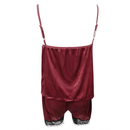 Women Sleepwear Sleeveless Strap Nightwear Lace Trim Satin Cami Top Pajama Sets(Wine Red S)
Women Sleepwear Sleeveless Strap Nightwear Lace Trim Satin Cami Top Pajama Sets(Wine Red S)