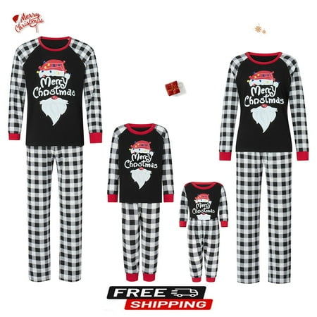 Family Matching Christmas Pajamas Black Santa Hat Print Long Sleeved Round Neck Tops + Plaid Pattern Trousers Sleepwear
Family Matching Christmas Pajamas Black Santa Hat Print Long Sleeved Round Neck Tops + Plaid Pattern Trousers Sleepwear