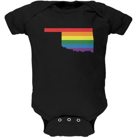 Oklahoma LGBT Gay Pride Rainbow Black Soft Baby One Piece - 18-24 months