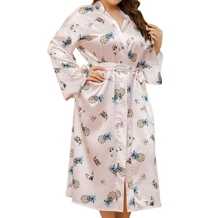 Listenwind Women Plus Size Stain Long Robes Wrap Floral Print Sleep Lounge Kimono Robe Nightwear Sleepwear Night Dress
Listenwind Women Plus Size Stain Long Robes Wrap Floral Print Sleep Lounge Kimono Robe Nightwear Sleepwear Night Dress