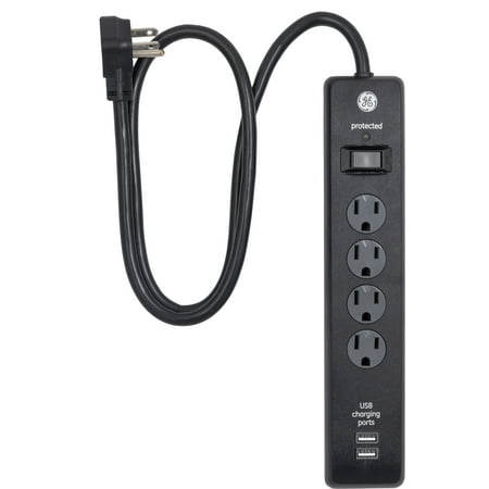 GE USB Charging Surge Protector with 4 Outlets and 2 USB Charging Ports