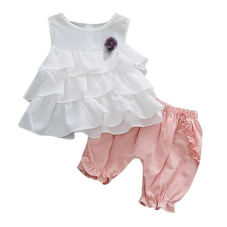 GWAABD Summer Baby Girl Clothes White Cotton Blend Toddler Kids Baby Girls Ruffles Flowers Tops Solid Ruched Shorts Pants Outfits 90
GWAABD Summer Baby Girl Clothes White Cotton Blend Toddler Kids Baby Girls Ruffles Flowers Tops Solid Ruched Shorts Pants Outfits 90