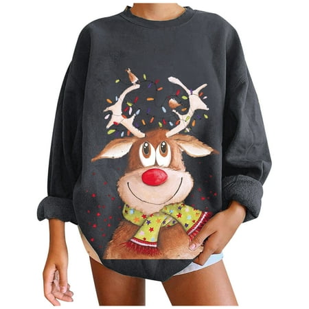 Women s Christmas Casual Long Sleeve Round Neck Printed Ladies Sweatshirt Tops black long sleeve shirt women corset tops for women Gray M
Women s Christmas Casual Long Sleeve Round Neck Printed Ladies Sweatshirt Tops black long sleeve shirt women corset tops for women Gray M