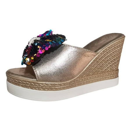Fandiiiii Platform Sandals for Women Slides Ladies Sequins Bowknot Slope Heel High Heel Thick Bottom Large Size Sandal Slippers
Fandiiiii Platform Sandals for Women Slides Ladies Sequins Bowknot Slope Heel High Heel Thick Bottom Large Size Sandal Slippers