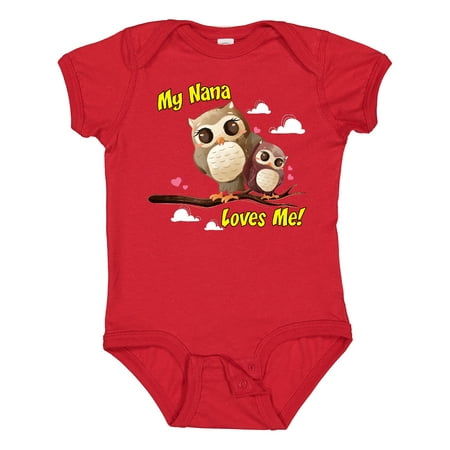 Inktastic My Nana Loves Me Owl Gift Baby Boy or Baby Girl Bodysuit