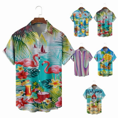 Big & Tall Men Casual Short Sleeve Tee Shirts 3D Print Basic Costume for Men Boys