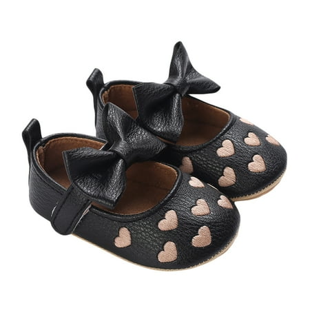 Bmnmsl Infant Baby Girls Princess Shoes Heart Jacquard Bowknot Slippers