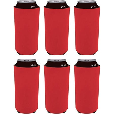 Blank Foam Collapsible 24 oz. Can Coolie (Neon Pink 6 Pack)