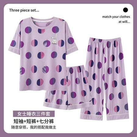 QWZNDZGR Brand 3 Piece Sets Elegant Purple Sleepwear Female Night Suit Polka Dots Women s Pajamas Pyjamas Loose Comfort Home Pijama Mujer
QWZNDZGR Brand 3 Piece Sets Elegant Purple Sleepwear Female Night Suit Polka Dots Women s Pajamas Pyjamas Loose Comfort Home Pijama Mujer