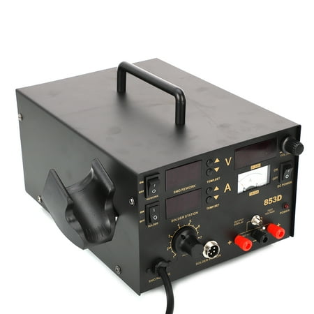 853D 3 in 1 Soldering Station & Hot Air Gun & Power Source Digital Display Constant-temperature Soldering Station with 11pcs Solder Tips & 1pc Solder Wick & 1pc IC Extractor US Plug Black
853D 3 in 1 Soldering Station & Hot Air Gun & Power Source Digital Display Constant-temperature Soldering Station with 11pcs Solder Tips & 1pc Solder Wick & 1pc IC Extractor US Plug Black