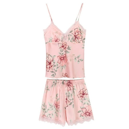 FAIOIN Women Sleep Lounge Pajamas Set Satin Sleepwear Summer Floral With Chest Pad Sexy
FAIOIN Women Sleep Lounge Pajamas Set Satin Sleepwear Summer Floral With Chest Pad Sexy