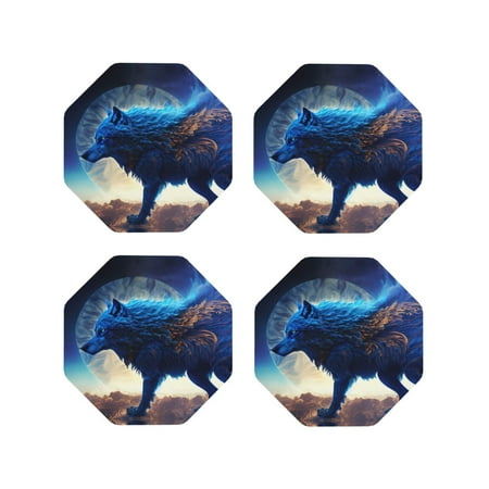 Leather Coasters of 4 Moonlit Blue Wolf Drink Coasters Foe Tabletop Protection Funny Desk Coasters Good Housewarming Gifts Octagon 
Leather Coasters of 4 Moonlit Blue Wolf Drink Coasters Foe Tabletop Protection Funny Desk Coasters Good Housewarming Gifts Octagon
