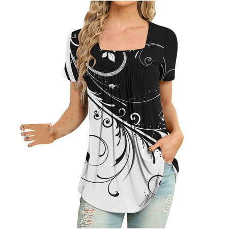 Women s Summer Cute Tops Floral Long Round Neck Short Sleeve T-shirts Casual Fashion Print Shirts for Women
Women s Summer Cute Tops Floral Long Round Neck Short Sleeve T-shirts Casual Fashion Print Shirts for Women