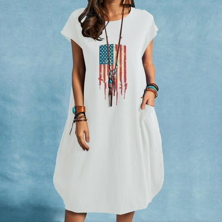 Hvyesh Summer Dresses Women 2023 Casual Boho Midi Dress Independence Day Graphic Crew Neck Sundresses Short Sleeve Vacation Dresses White
Hvyesh Summer Dresses Women 2023 Casual Boho Midi Dress Independence Day Graphic Crew Neck Sundresses Short Sleeve Vacation Dresses White