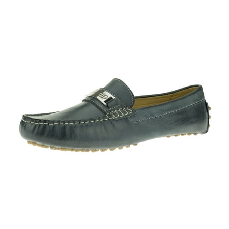 Mens Moccasin Ocean Blue Leather Comfort Driving Shoes DTI