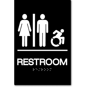 Unisex RESTROOM Speedy Wheelchair Sign - NY/CT-Black / White (2 Units)
Unisex RESTROOM Speedy Wheelchair Sign - NY/CT-Black / White (2 Units)