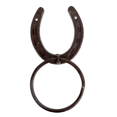 Horseshoe Shaped Bathroom Hand Towel Ring Rustic Cast Iron