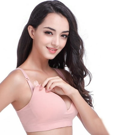 Fymall Women Solid Color Wireless Pregnant Nursing Breastfeeding Bra