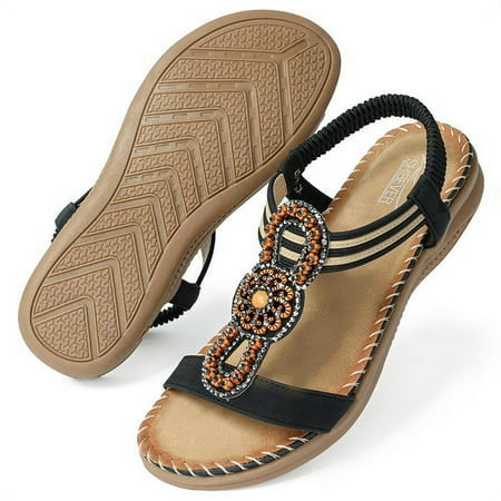 Casual Boho Flat Sandals for Women Comfortable Summer Beach Rhinestone Beaded Ankle Strap Shoes
Casual Boho Flat Sandals for Women Comfortable Summer Beach Rhinestone Beaded Ankle Strap Shoes